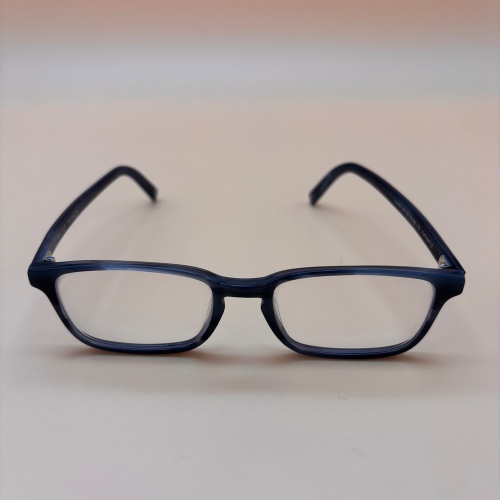 Warby Parker Hardy 175 Navy Blue Woodgrain Rectangular Eyeglass Frames 51-18-145